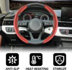 Universal Fit Carbon Fiber Steering Wheel Cover, Anti-Skid Steering Wheel Cover/Segmented Steering Wheel Protector/Car Interior Accessories (red) - Image 5