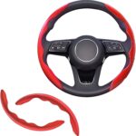 Universal Fit Carbon Fiber Steering Wheel Cover, Anti-Skid Steering Wheel Cover/Segmented Steering Wheel Protector/Car Interior Accessories (red)